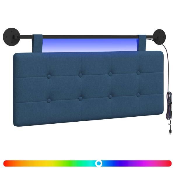 Hängendes Kopfteil Mit LED Licht Blau Stoff