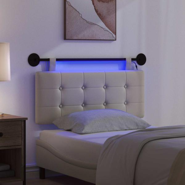 Hängendes Kopfteil Mit LED Licht Creme Kunstleder