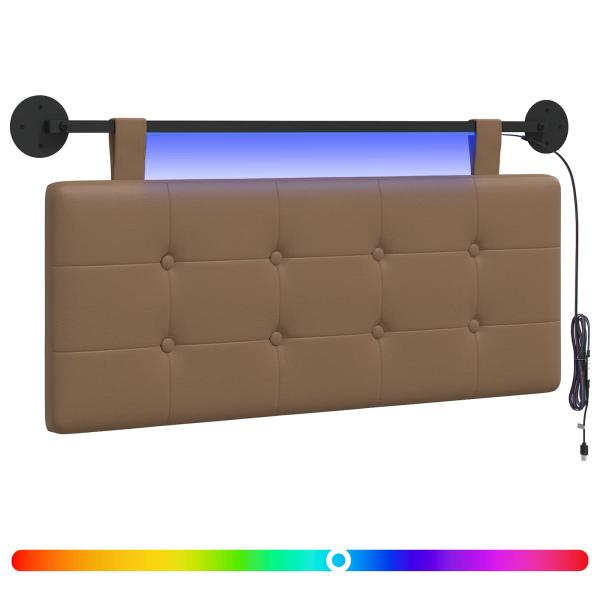 Hängendes Kopfteil Mit LED Licht Cappuccino Kunstleder