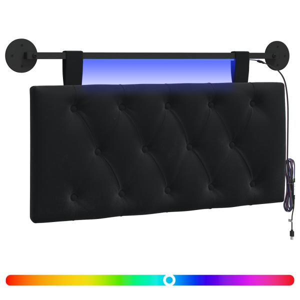 Hängendes Kopfteil Mit LED Licht Schwarz Samt