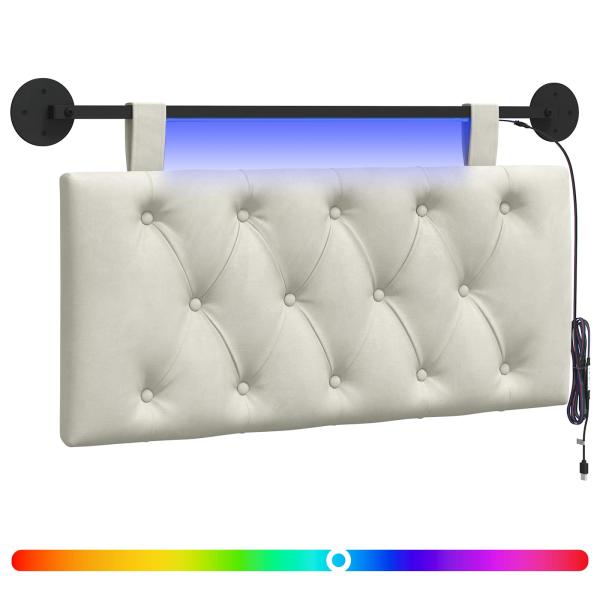 Hängendes Kopfteil Mit LED Licht Creme Samt