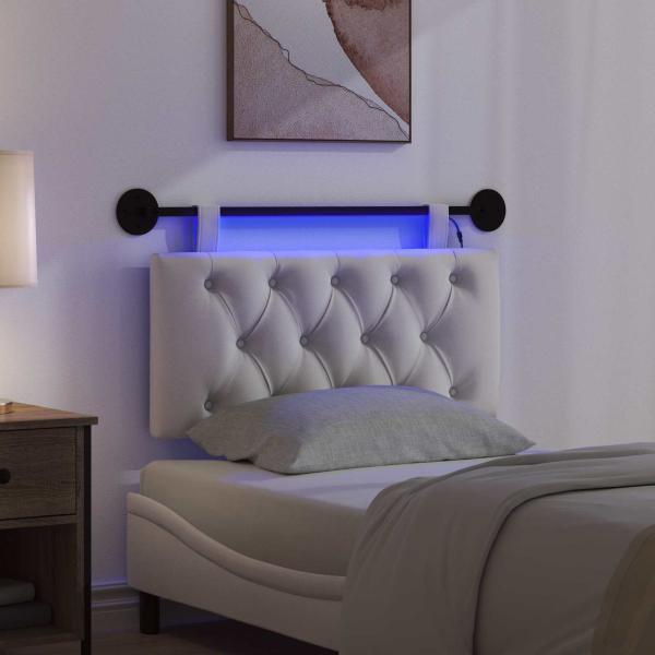 Hängendes Kopfteil Mit LED Licht Creme Samt
