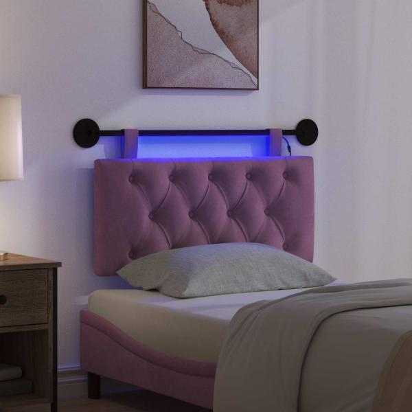 Hängendes Kopfteil Mit LED Licht Lila Samt
