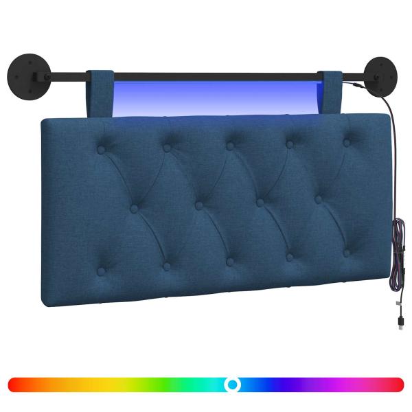 Hängendes Kopfteil Mit LED Licht Blau Stoff