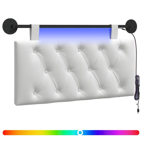 Hängendes Kopfteil Mit LED Licht Weiß Stoff