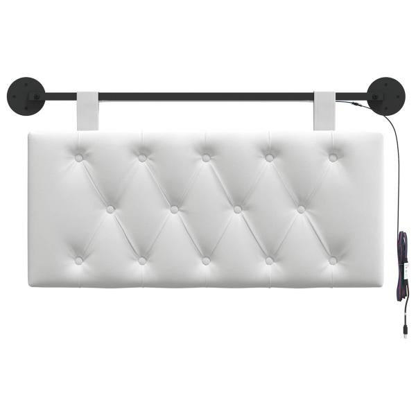 Hängendes Kopfteil Mit LED Licht Weiß Stoff