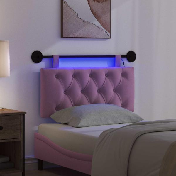 Hängendes Kopfteil Mit LED Licht Rosa Stoff
