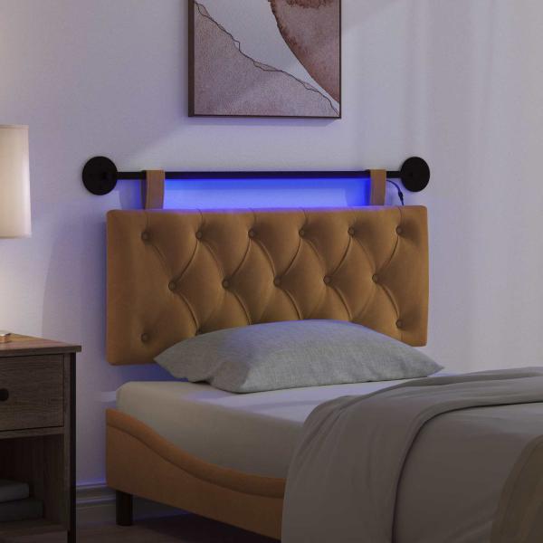 Hängendes Kopfteil Mit LED Licht Braun Samt