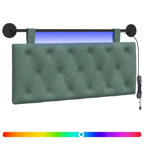 Hängendes Kopfteil Mit LED Licht Meergrün Samt