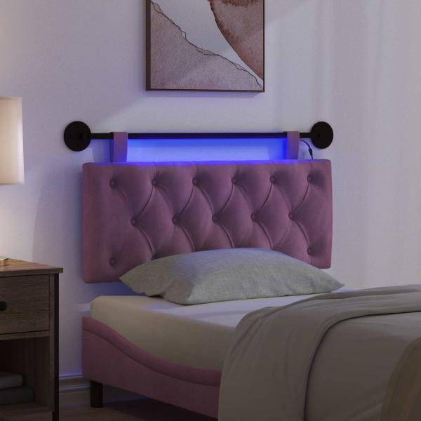 Hängendes Kopfteil Mit LED Licht Lila Samt