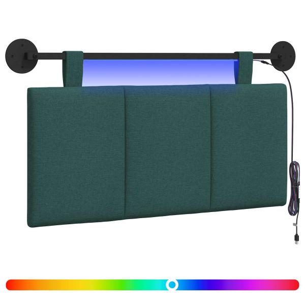Hängendes Kopfteil Mit LED Licht Dunkelgrün Stoff