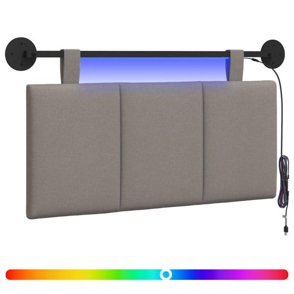 Hängendes Kopfteil Mit LED Licht Taupe Stoff