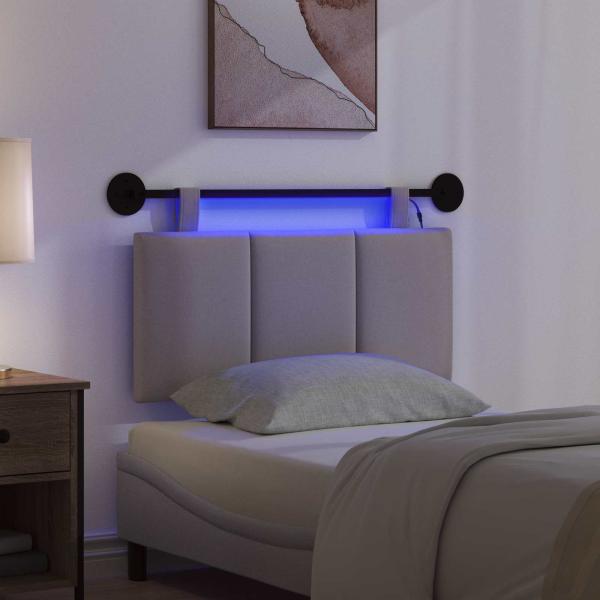 Hängendes Kopfteil Mit LED Licht Taupe Stoff