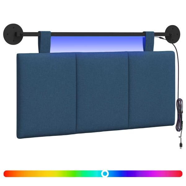 Hängendes Kopfteil Mit LED Licht Blau Stoff
