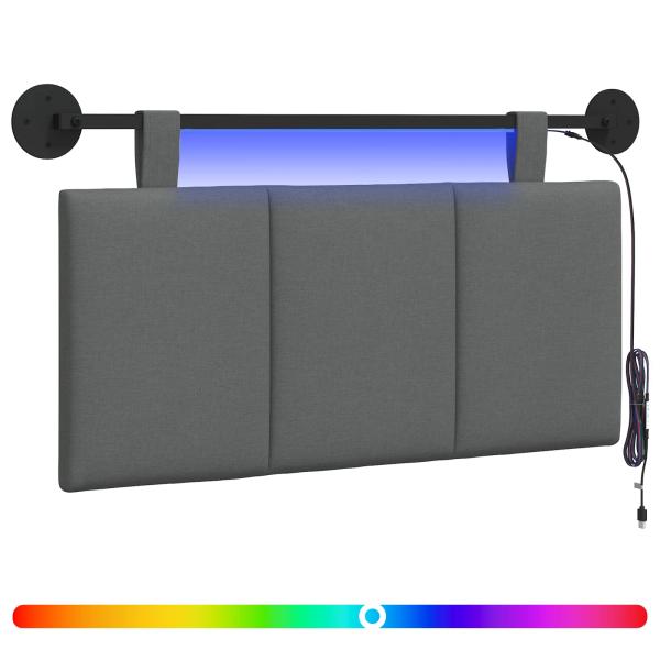 Hängendes Kopfteil Mit LED Licht Dunkelgrau Stoff