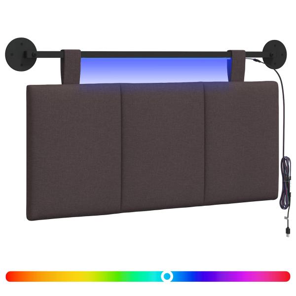 Hängendes Kopfteil Mit LED Licht Dunkelbraun Stoff