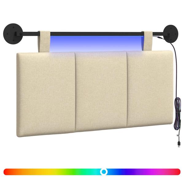 Hängendes Kopfteil Mit LED Licht Creme Stoff