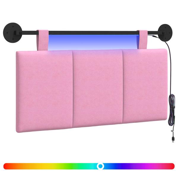 Hängendes Kopfteil Mit LED Licht Rosa Stoff