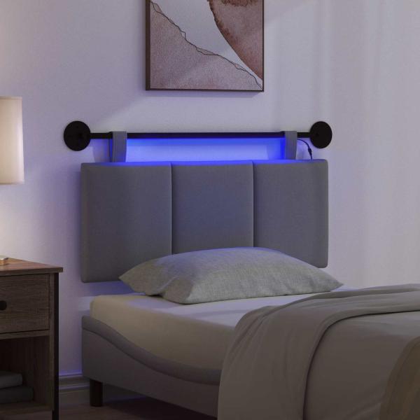 Hängendes Kopfteil Mit LED Licht Dunkelgrau Stoff