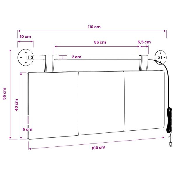 Hängendes Kopfteil Mit LED Licht Weinrot Stoff