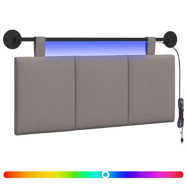 Hängendes Kopfteil Mit LED Licht Taupe Stoff