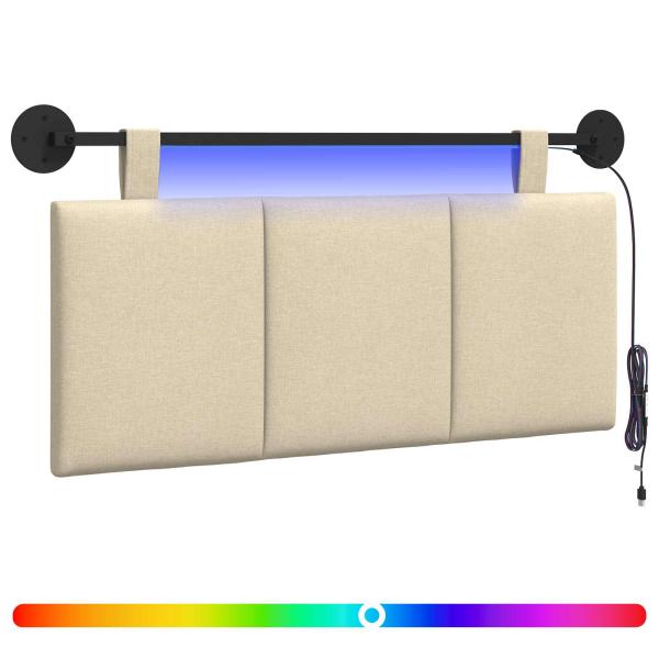 Hängendes Kopfteil Mit LED Licht Creme Stoff