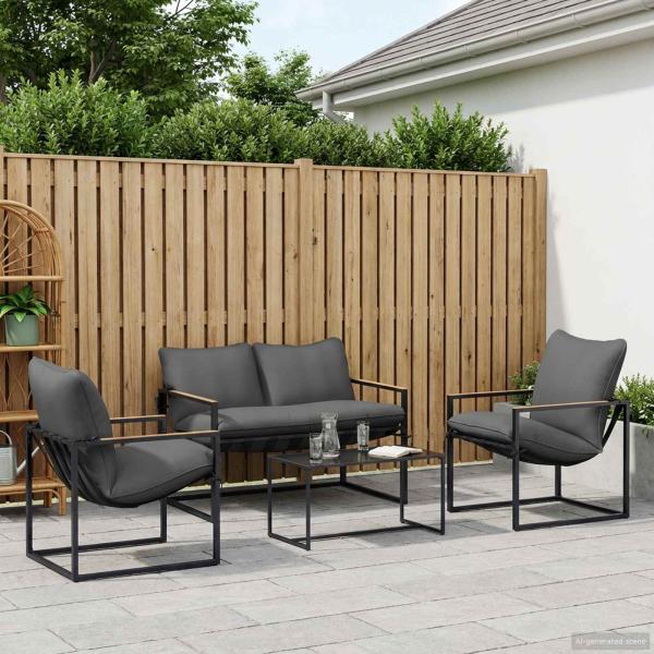 ARDEBO.de - Gartensofa-set 4 stk. Schwarz und Anthrazit Stahl