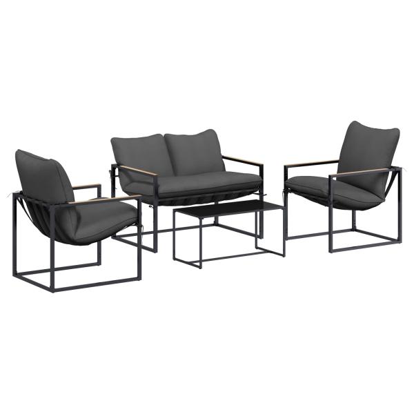 Gartensofa-set 4 stk. Schwarz und Anthrazit Stahl