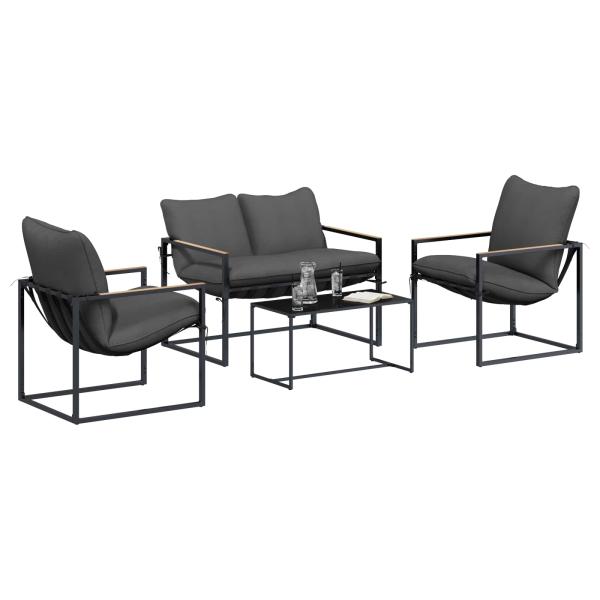 Gartensofa-set 4 stk. Schwarz und Anthrazit Stahl