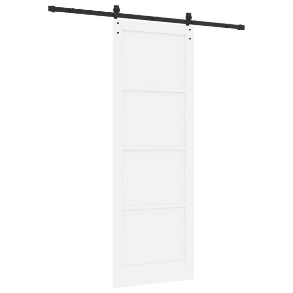 Schiebetür Weiß und Schwarz 83 x 232 cm Massives Kiefernholz