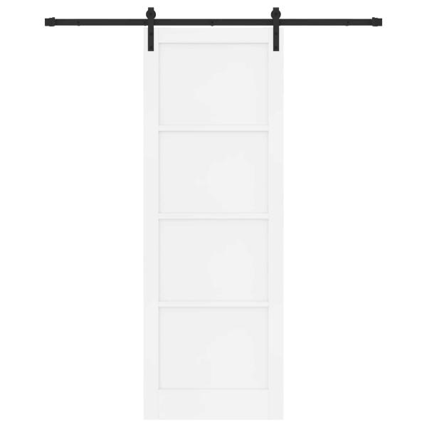 Schiebetür Weiß und Schwarz 83 x 232 cm Massives Kiefernholz