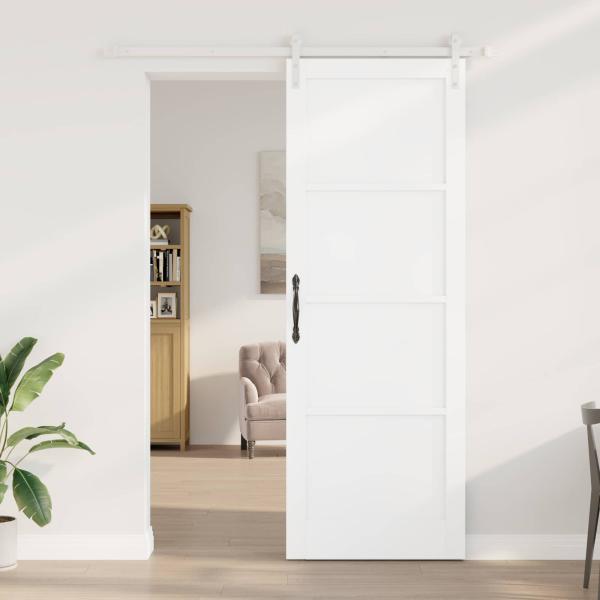 Schiebetür 83 x 232 cm Massives Kiefernholz Weiß