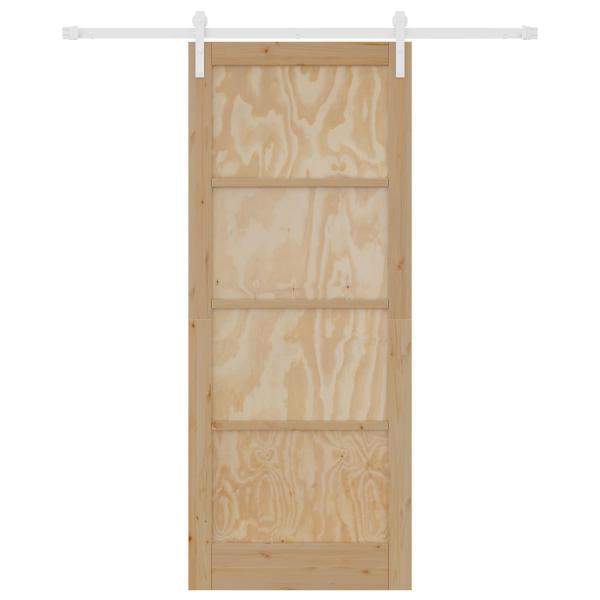Schiebetür 86 x 211 cm Massives Kiefernholz Natürlich und Weiß