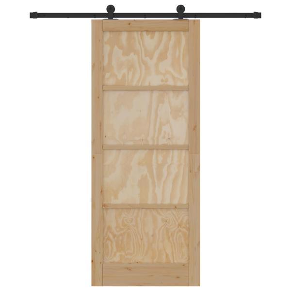 Schiebetür Natürlich und Schwarz 86 x 211 cm
