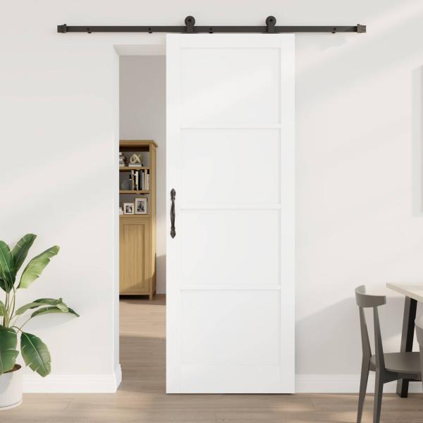 ARDEBO.de - Schiebetür Weiß und Schwarz 83 x 232 cm Massives Kiefernholz