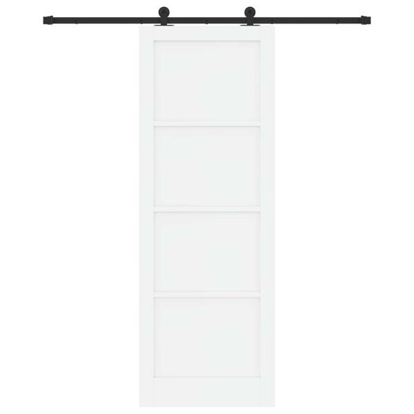Schiebetür Weiß und Schwarz 83 x 232 cm Massives Kiefernholz