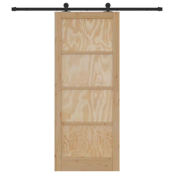 Schiebetür Natürlich und Schwarz 86 x 211 cm