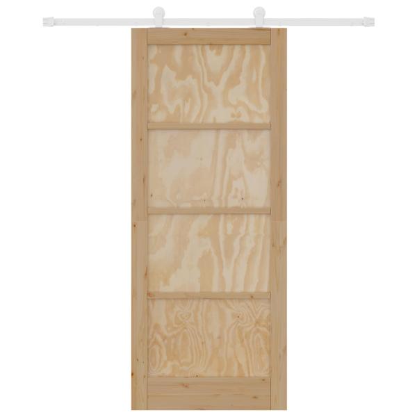 Schiebetür Natürlich und Weiß 86 x 211 cm Massives Kiefernholz