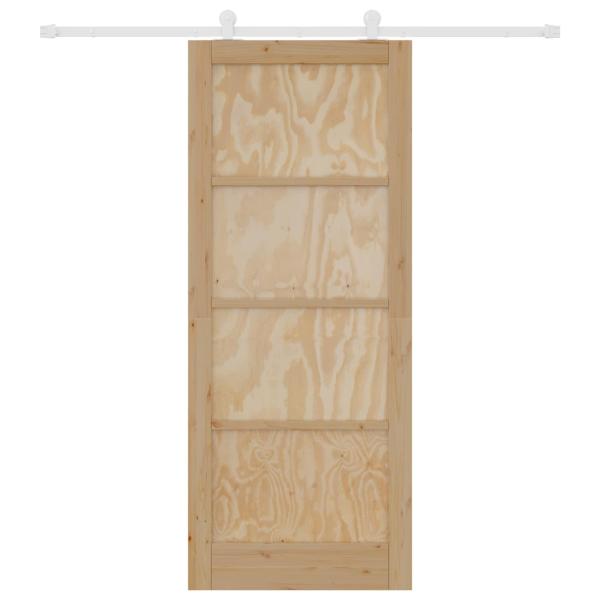 Schiebetür Natürlich und Weiß 86 x 211 cm Massives Kiefernholz