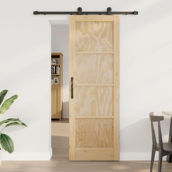 ARDEBO.de - Schiebetür ORKDAL 73,5 x 211 cm Massives Kiefernholz Natur