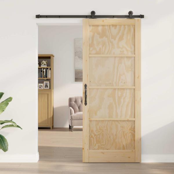 Schiebetür ORKDAL 86 x 211 cm Massives Kiefernholz Natur