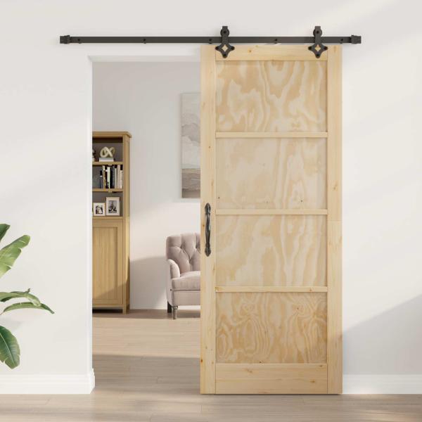 Schiebetür Natürlich und Schwarz 86 x 211 cm