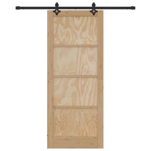 Schiebetür Natürlich und Schwarz 86 x 211 cm