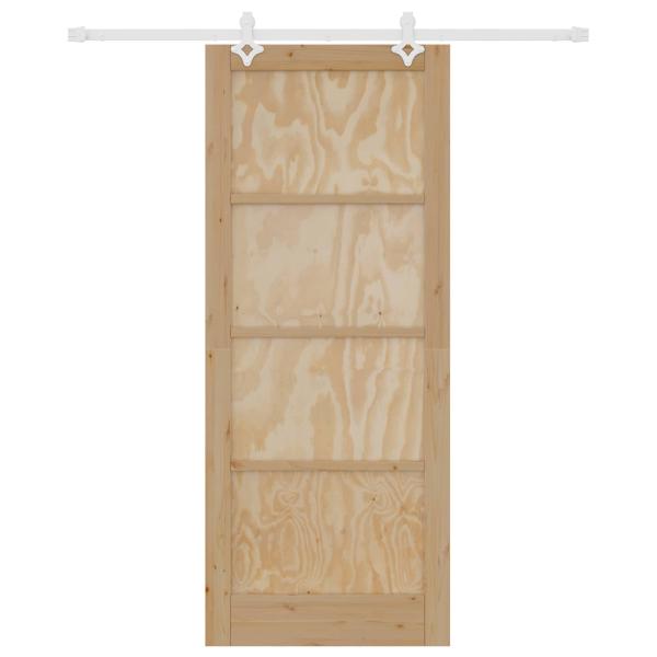 Schiebetür Natürlich und Weiß 86 x 211 cm Massives Kiefernholz