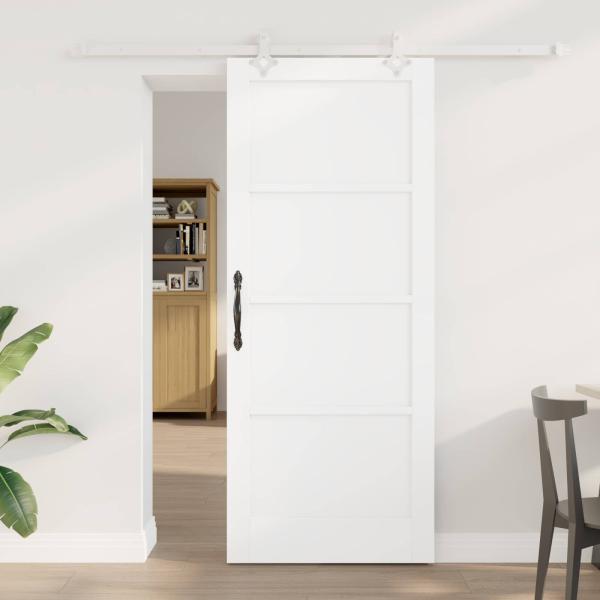 ARDEBO.de - Schiebetür Weiß 83 x 202 cm Massives Kiefernholz