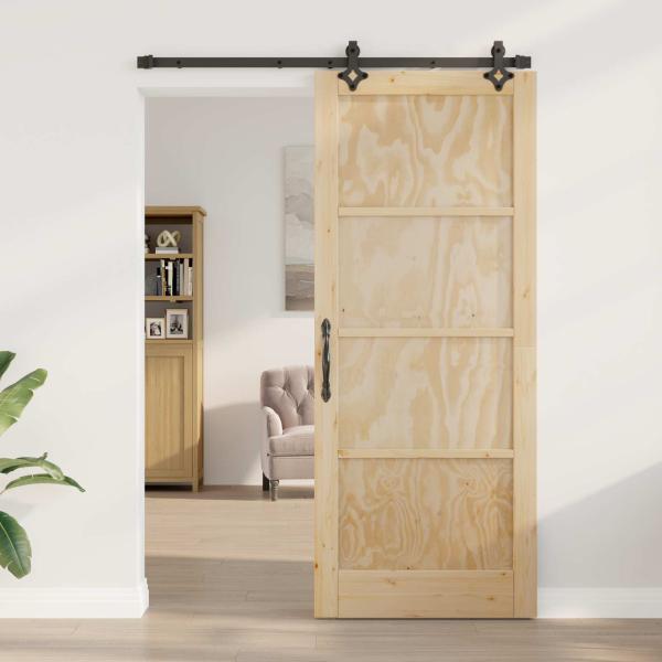Schiebetür ORKDAL 86 x 211 cm Massives Kiefernholz Natur
