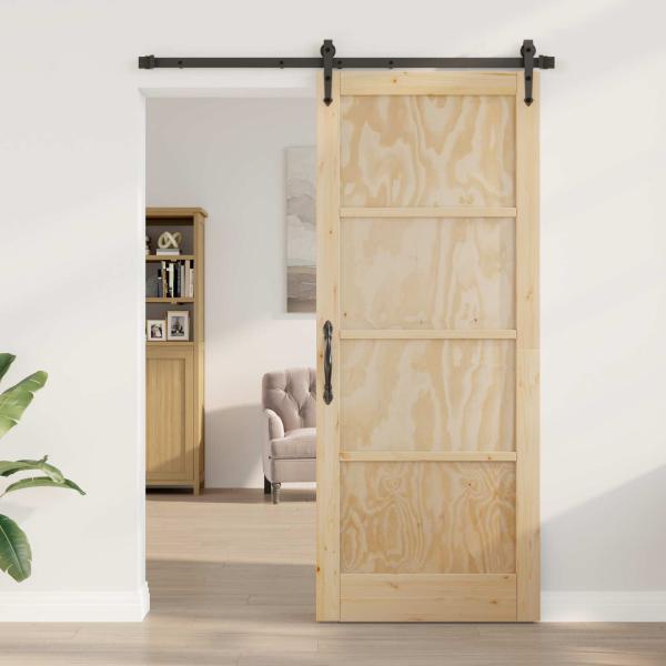 Schiebetür ORKDAL 86 x 211 cm Massives Kiefernholz Natur