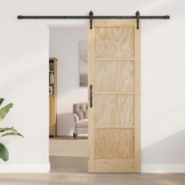 Schiebetür ORKDAL 73,5 x 211 cm Massives Kiefernholz Natur