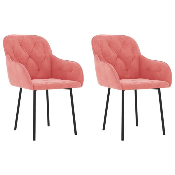 Esszimmerstühle 2 Stk. Rosa Samt