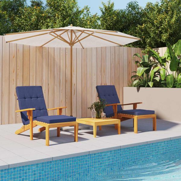 ARDEBO.de - Kissen für draußen 2 Stk. Stoff Marineblau 180 x 55 x 7 cm